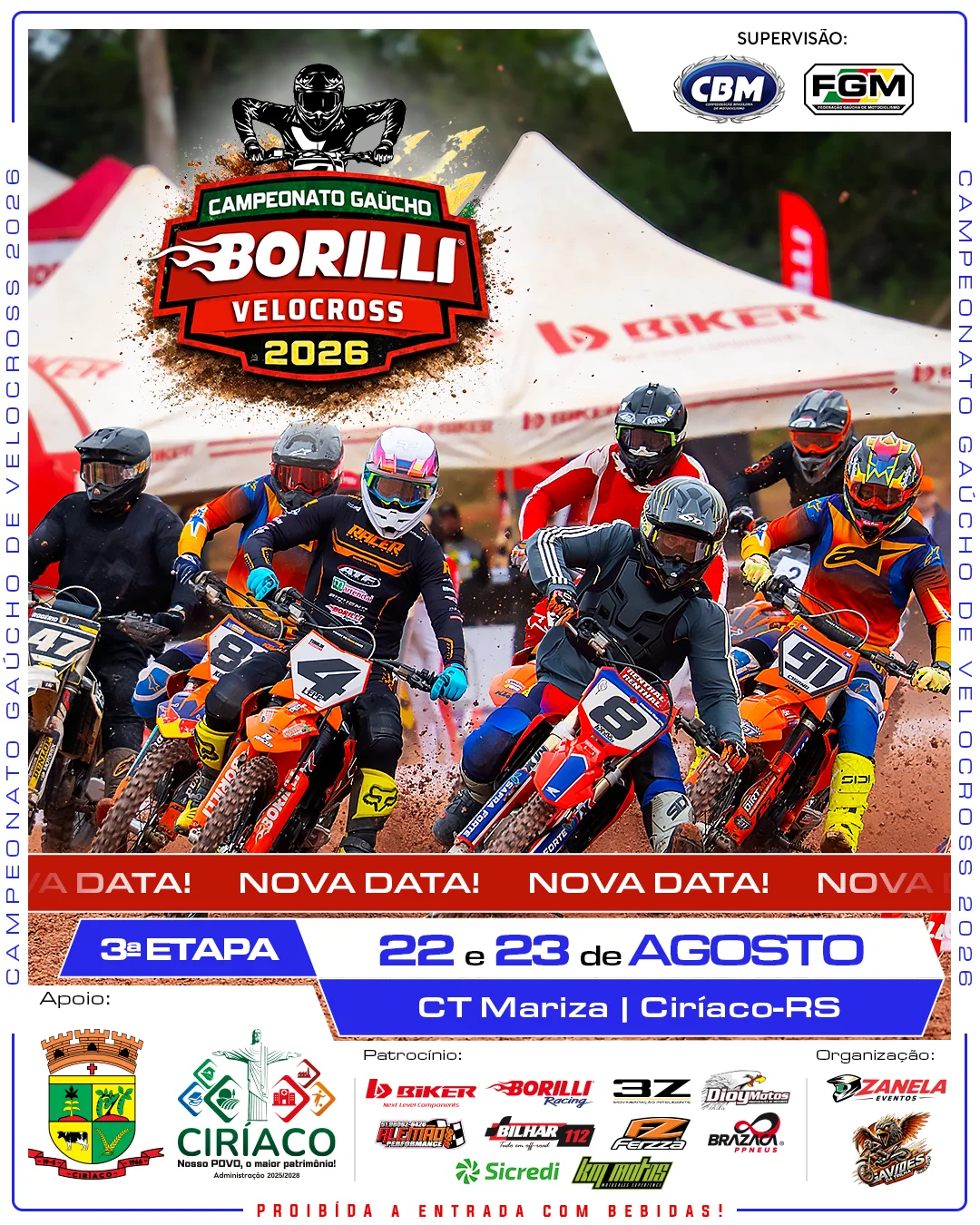 Imagem 3ª etapa do Campeonato Gaúcho Borilli Velocross tem nova data e acontece nos dias 22 e 23 de agosto em Ciríaco