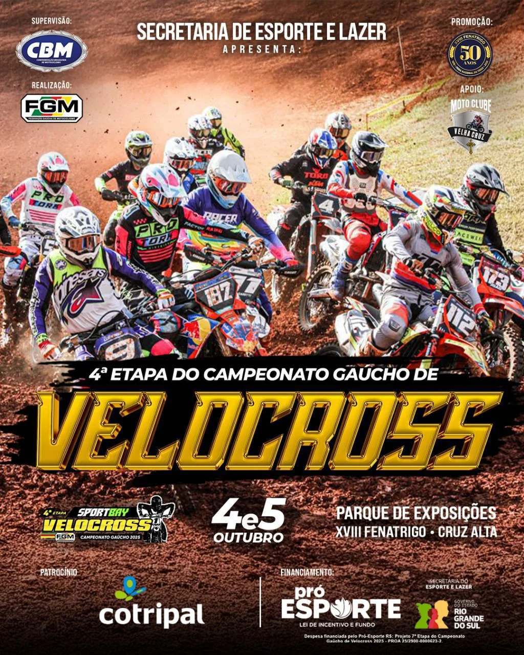 Imagem Cruz Alta acelera no ritmo do Velocross: cidade recebe a 4ª etapa do Gaúcho 2025 nos dias 4 e 5 de outubro.