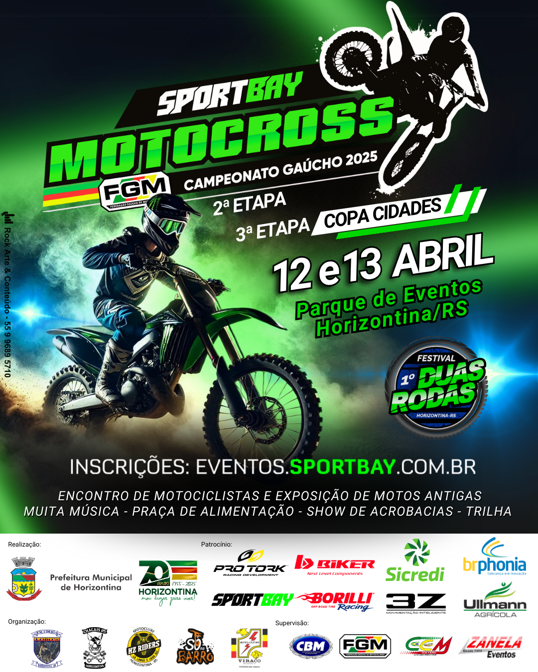 Imagem Horizontina recebe a 2ª etapa do Campeonato Gaúcho de Motocross e a Copa Cidades no ano de comemoração dos 70 anos do município
