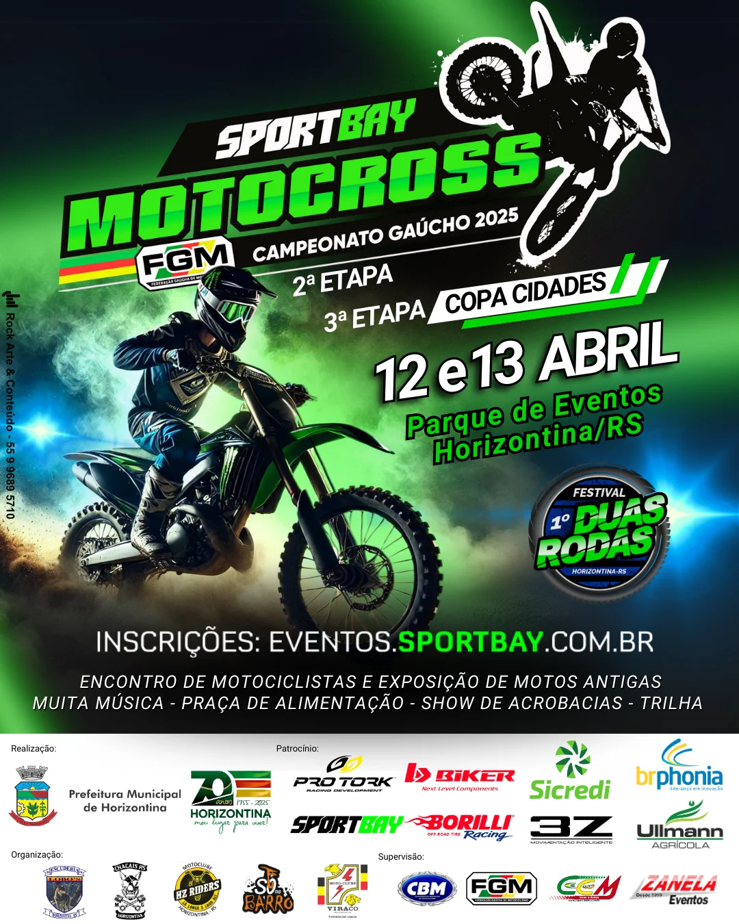 Imagem Horizontina recebe a 2ª etapa do Campeonato Gaúcho de Motocross e a Copa Cidades no ano de comemoração dos 70 anos do município