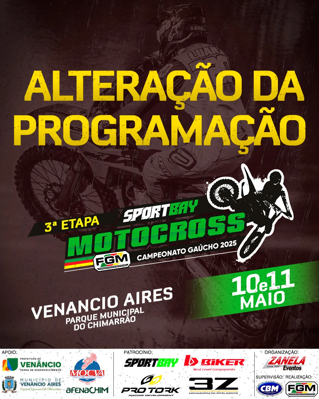 Imagem Chuva altera programação da 3ª etapa do Gaúcho de Motocross em Venâncio Aires