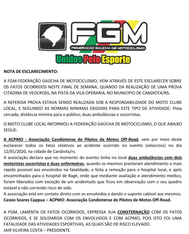 Imagem NOTA DE ESCLARECIMENTO CANDIOTA - RS
