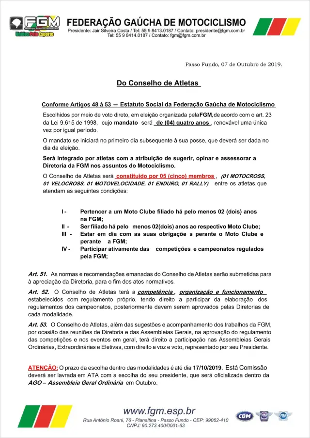 Imagem CONSELHO DE ATLETAS - AGO 2019