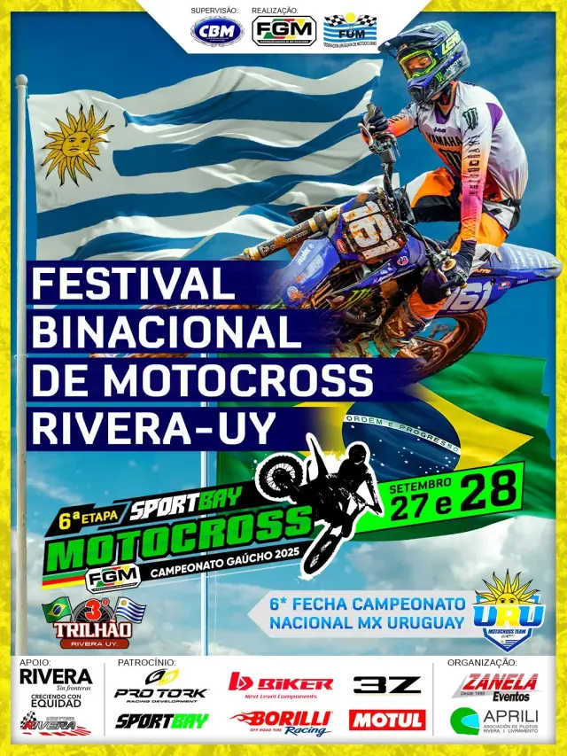 Imagem Rivera recebe 6ª etapa do RSMX e Festival Binacional de Motocross nos dias 27 e 28 de setembro, sob organização de Zanela Eventos