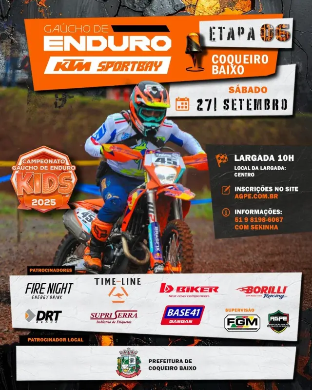 Imagem Coqueiro Baixo recebe a 6ª etapa do Gaúcho de Enduro KTM Sportbay 2025